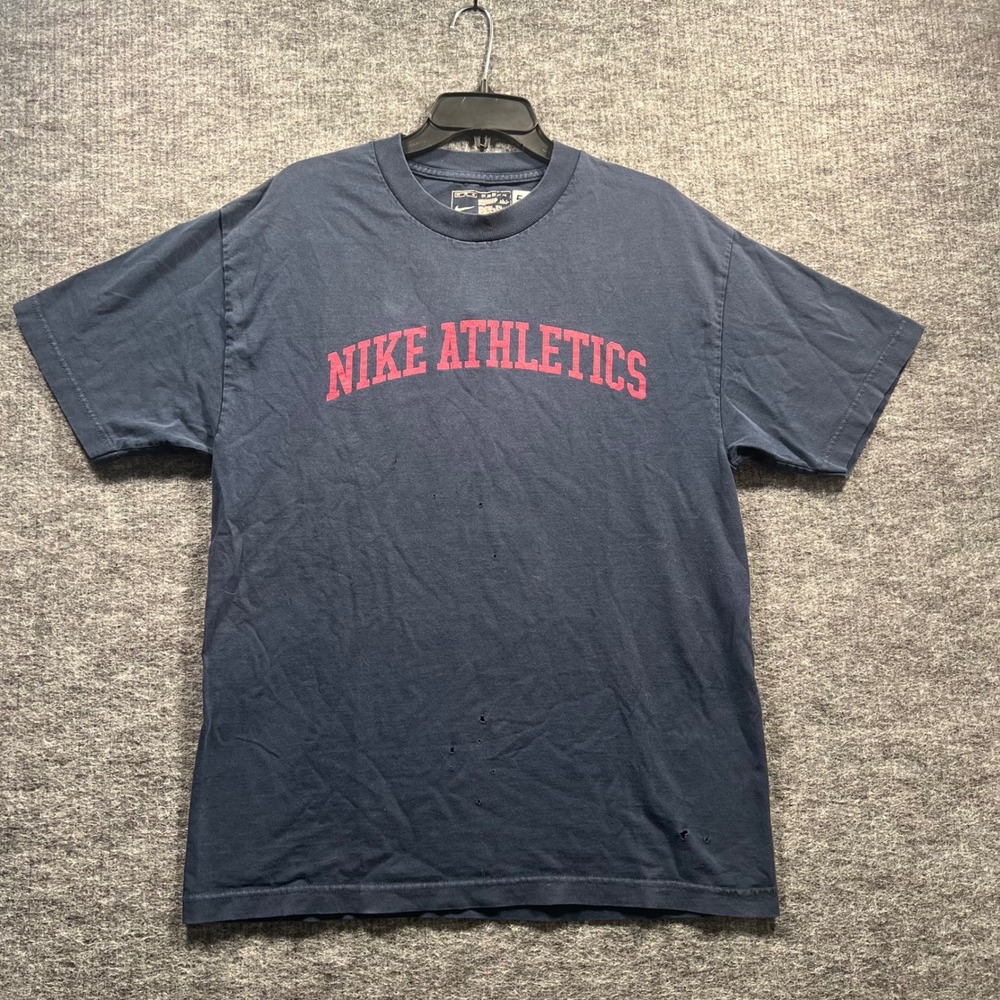 Nike Athletics Graphic T-Shirt Mens Large Navy Blue Distressed Logo Tee